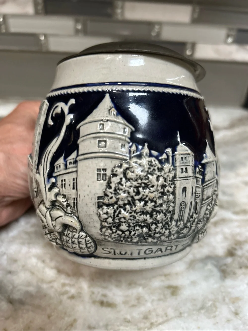 German Beer Stein With Pewter Lid VTG EUC“ West Germany STUTTGART WEKARA